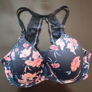 Soma Navy and Pink Floral Lace Bra